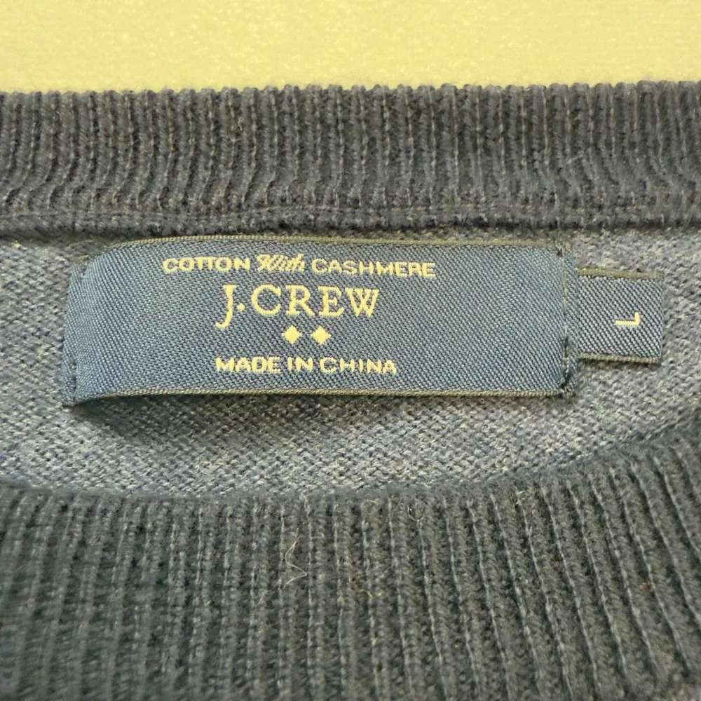 J Crew Cotton Cashmere Raglan Crewneck Sweater Mens‎ Size L Blue